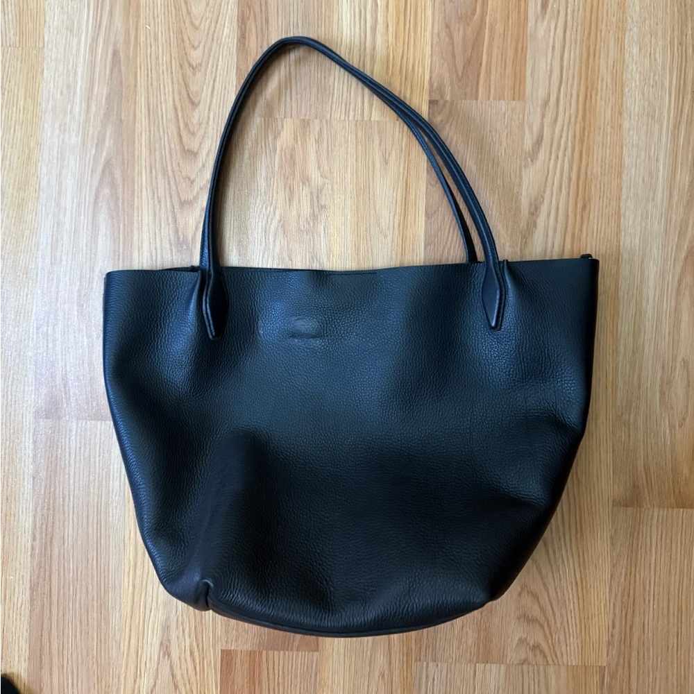 Madewell Black Leather Tote Bag